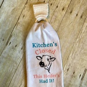 Two Piece Set Crochet Hanger & Cow Kitchen Towel Kitchen Closed